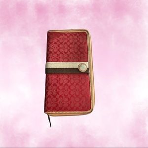 Red Coach Wallet with Zipper